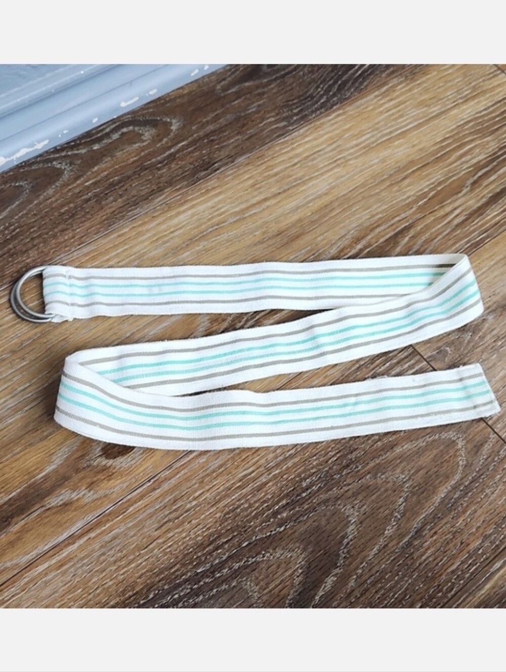 White Mint Green Brown Striped Belt